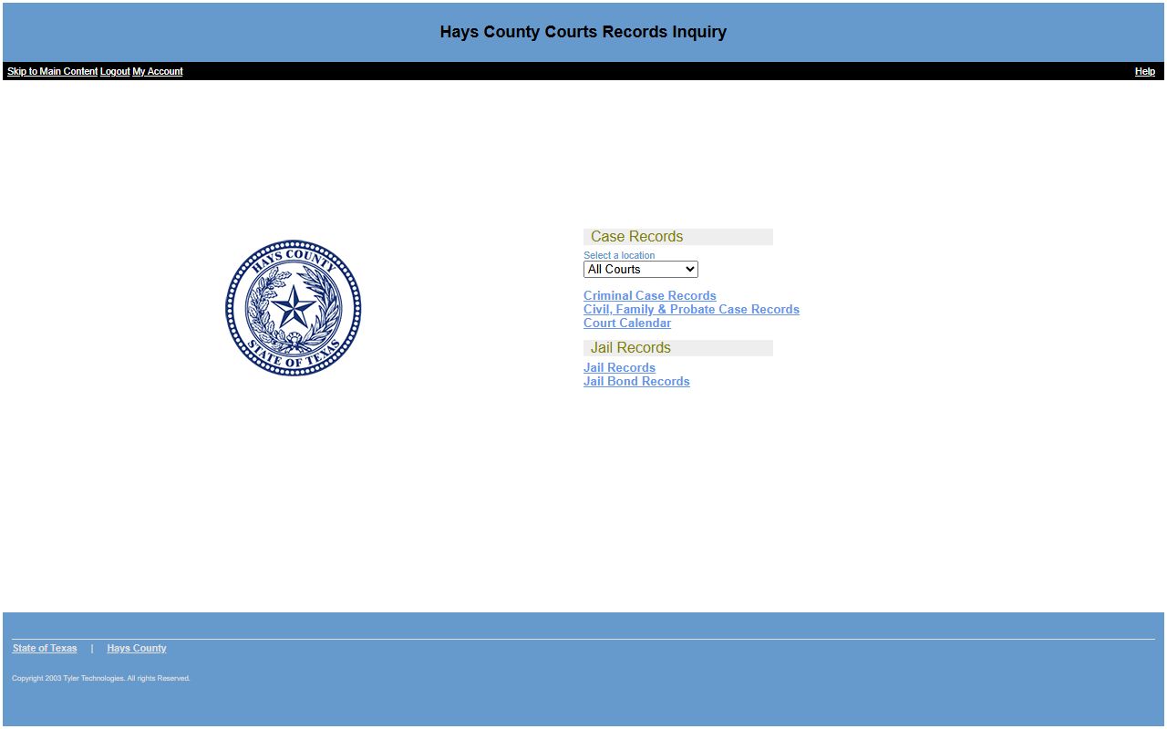 Hays County inmate population Tyler public access portal