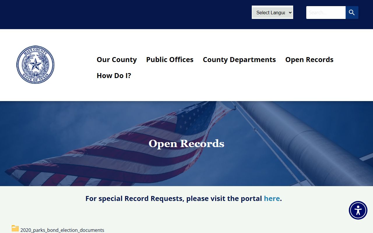 Hays County jail mugshots open records request page