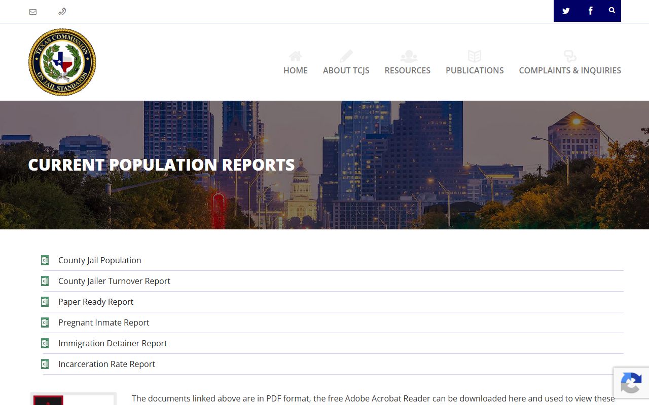 Texas TCJS Hays County inmate population reports page